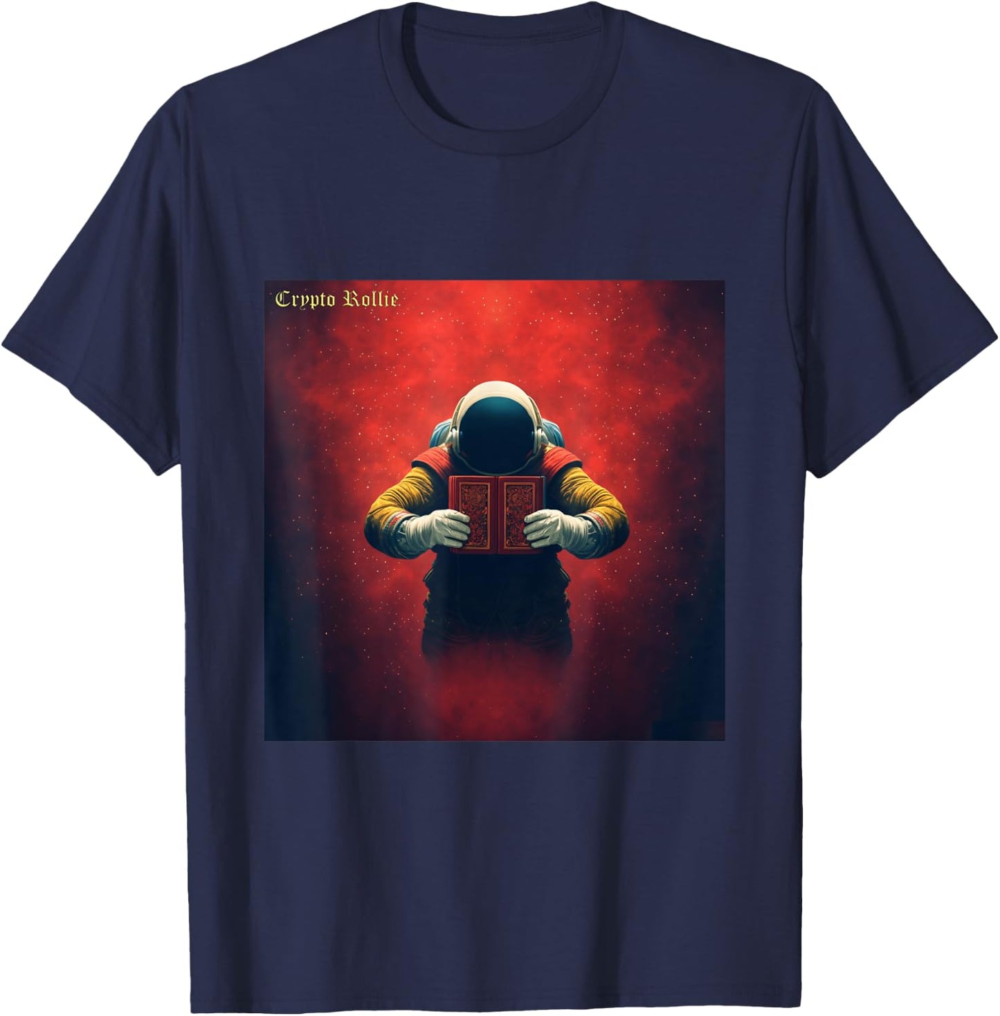 Red Astronaut Reading in Space T-Shirt - T-Shirt | Navy