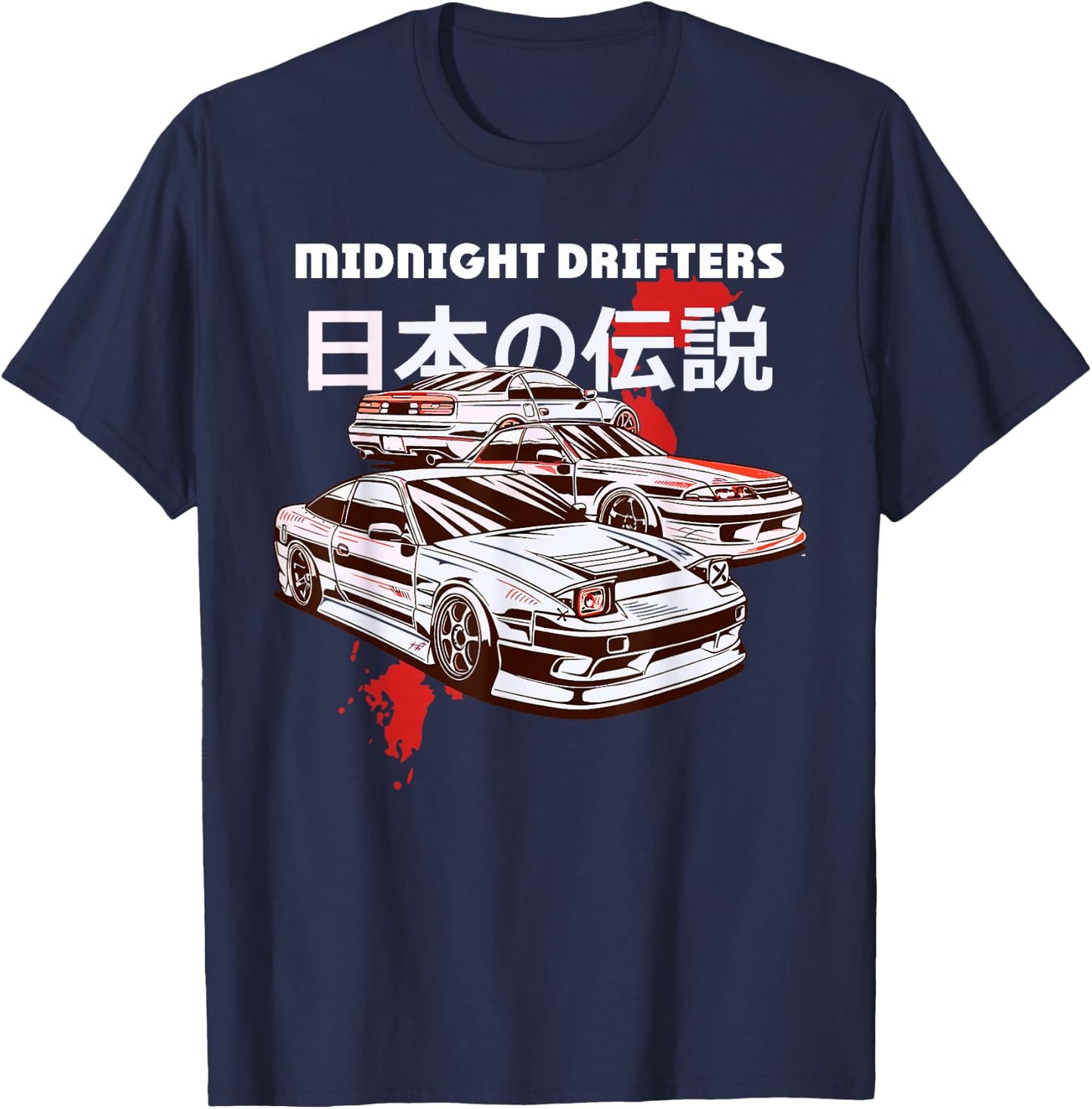 JDM Drift Car Racer Tokyo Street Drifting Twin Turbo Racing T-Shirt - T-Shirt | Navy