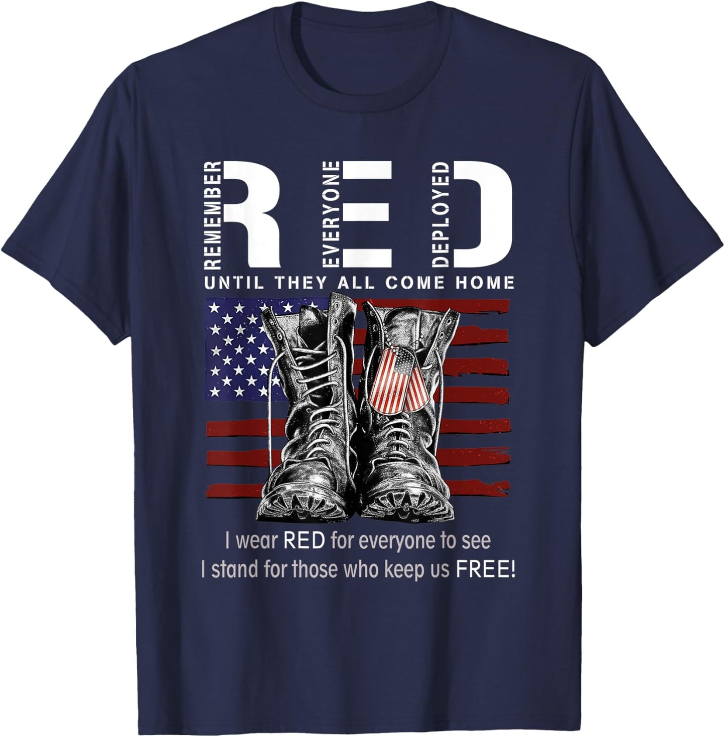 Red Until They All Come Home USA Flag T-Shirt - T-Shirt | Navy