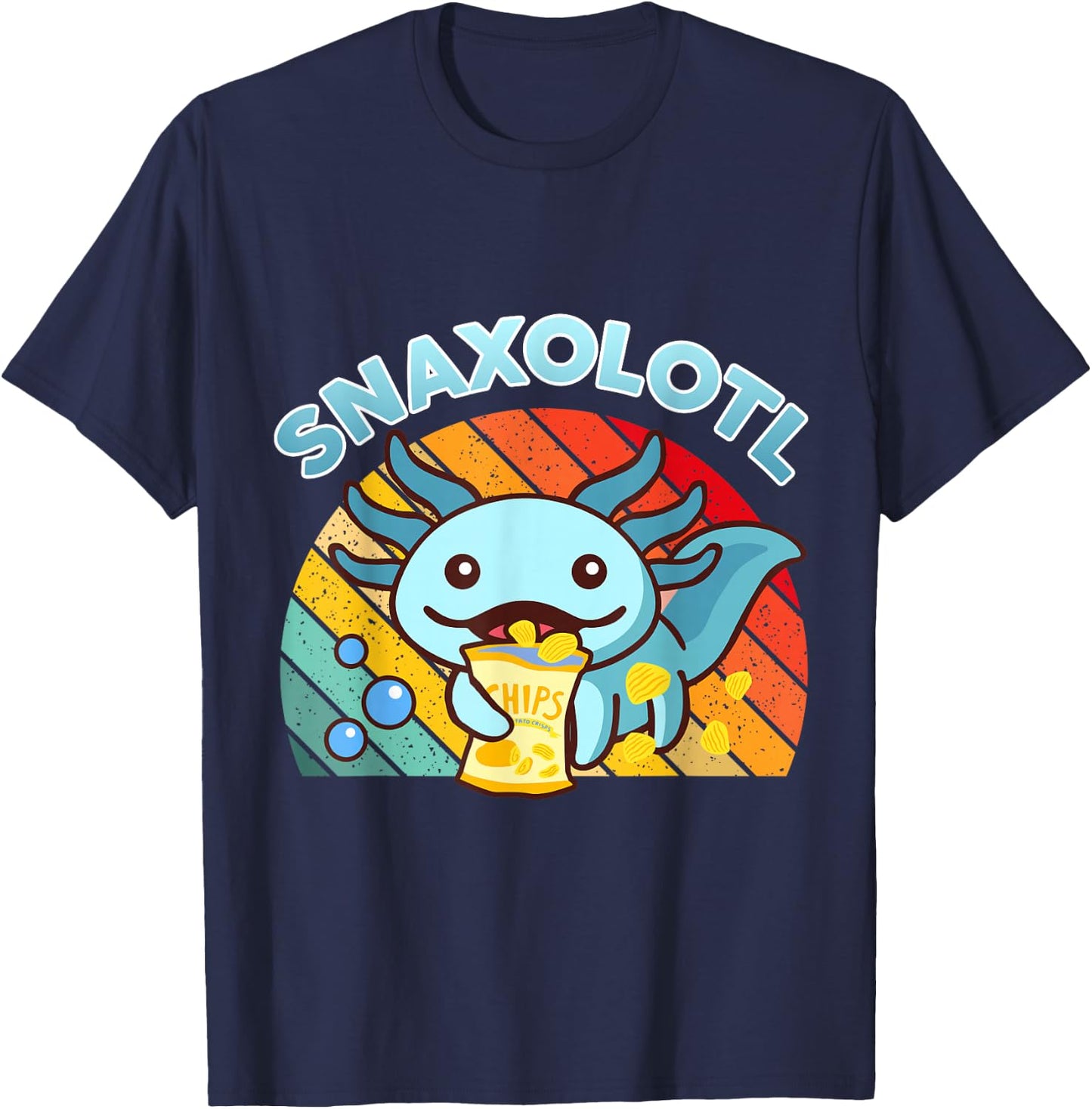 Snaxolotl-Shirt Cute Axolotl Snack Funny Food Lover Gift Kid T-Shirt - T-Shirt | Navy