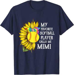 My Favorite Softball Player Calls Me Mimi Mother's Day T-Shirt - T-Shirt | Navy