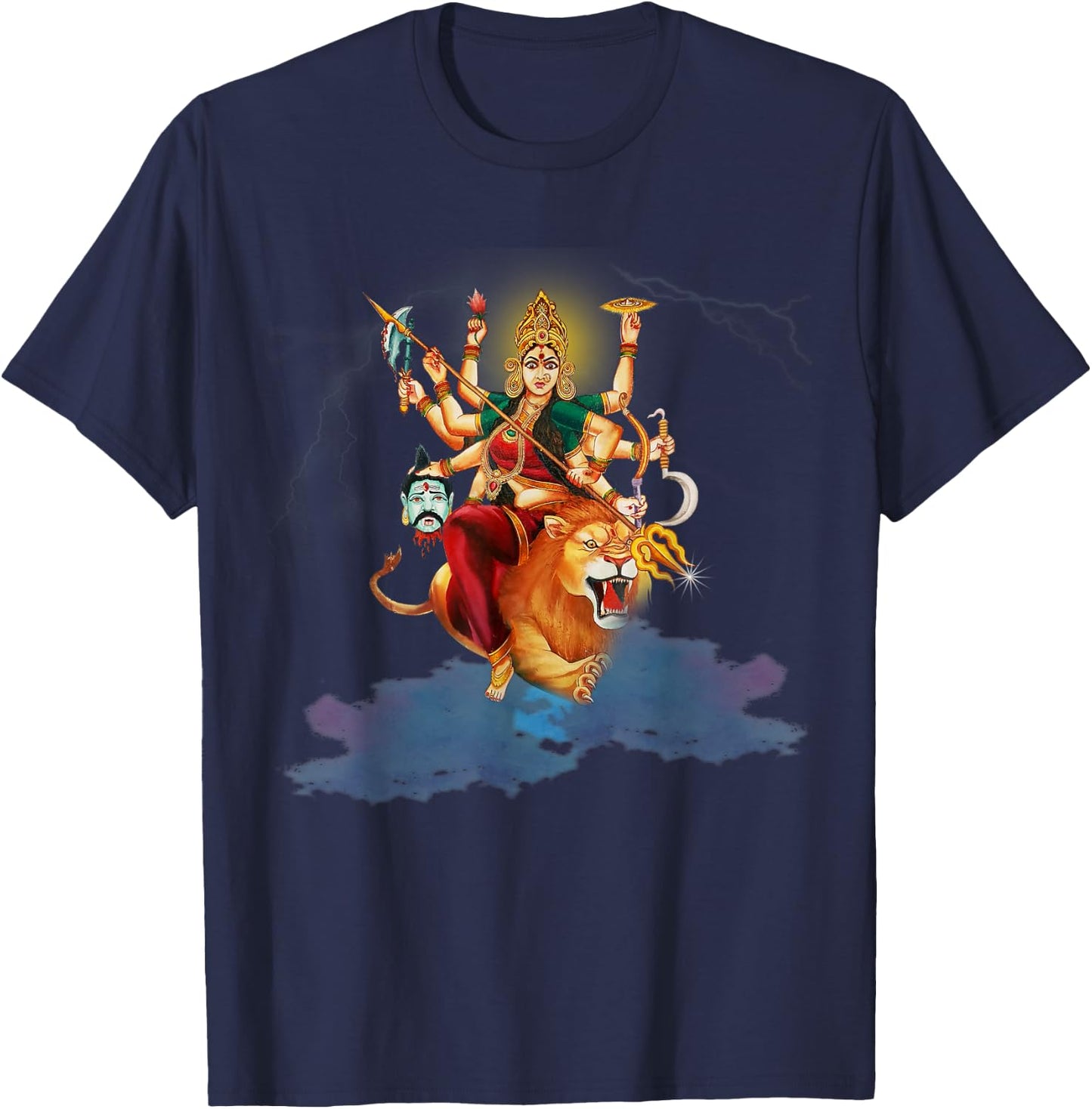 Goddess Durga Hindu Religion Durga mata Maa Yoga T-Shirt - T-Shirt | Navy