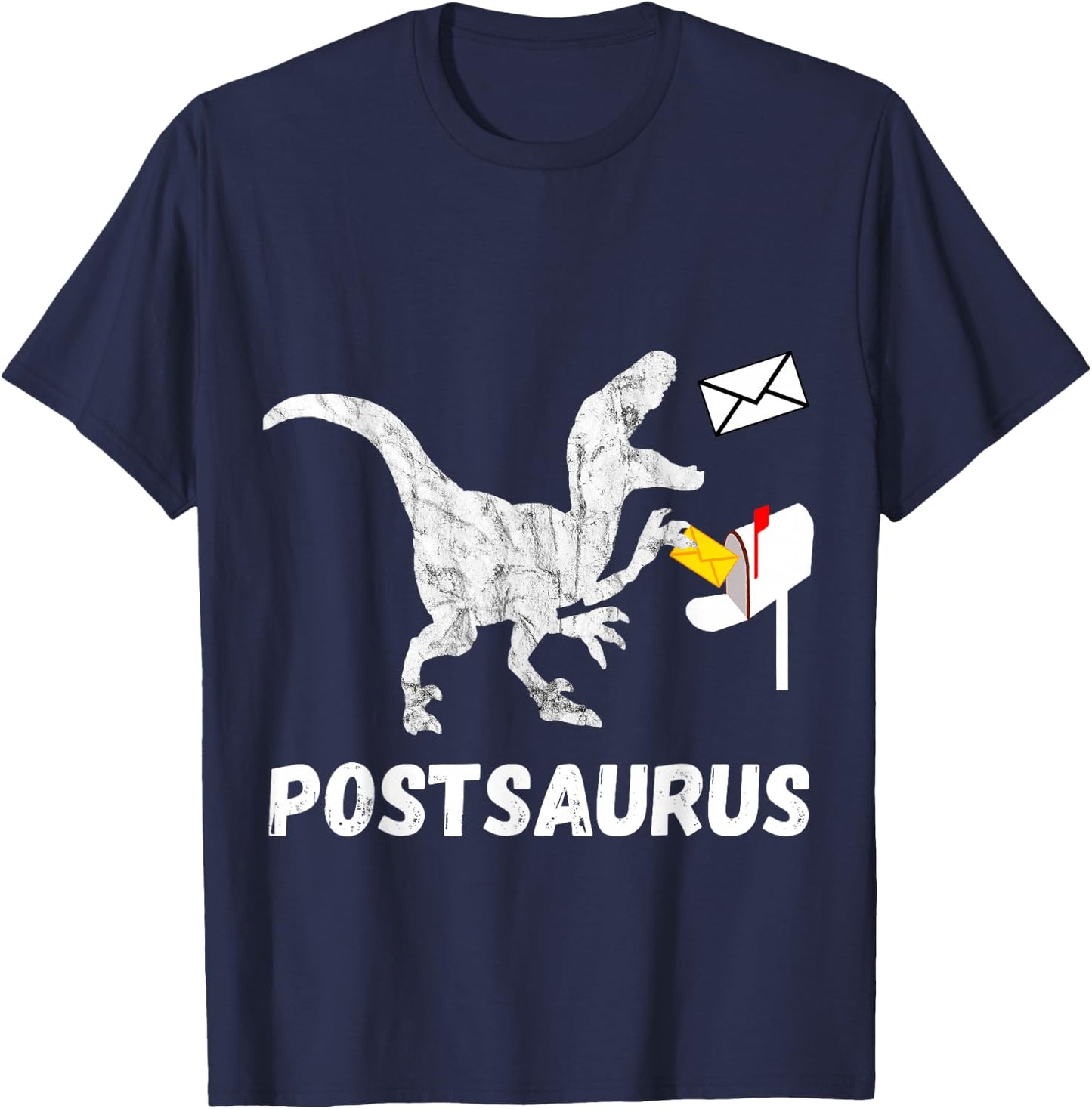 Post Saurus Postman Post Dinosaur Mail Carrier T Rex T-Shirt - T-Shirt | Navy