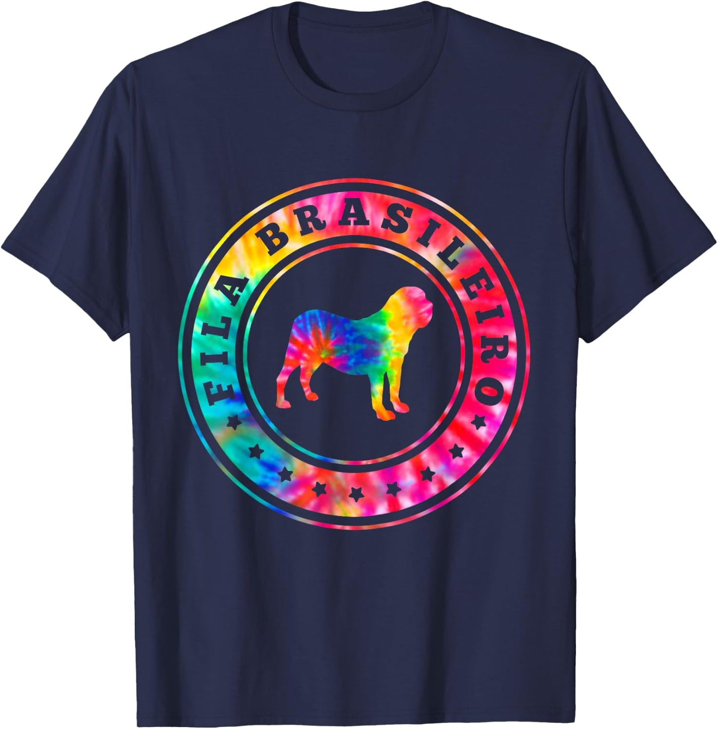 Tie Dye Fila Brasileiro Dog Mom Dad Pet Lover Men Women Girls Kids T-Shirt - T-Shirt | Navy