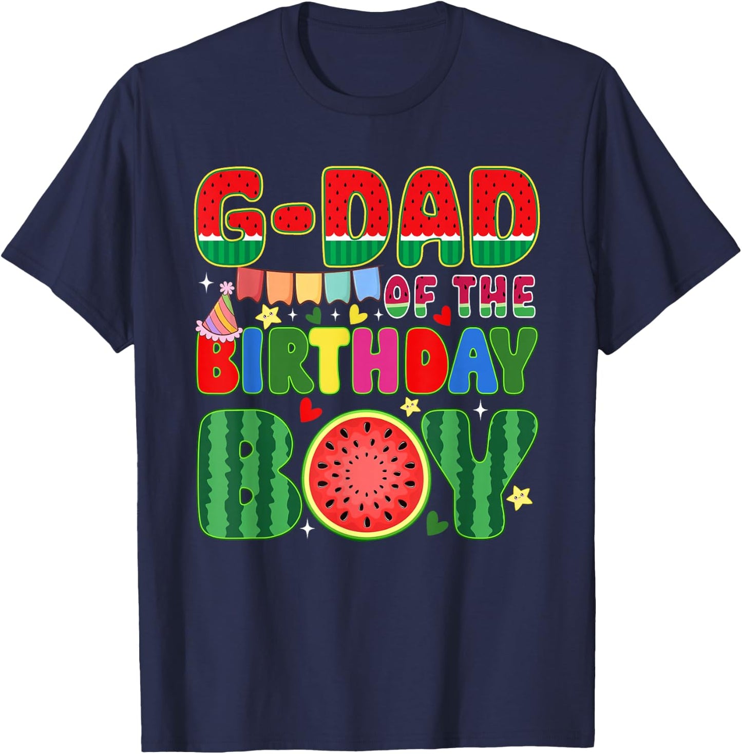 G Dad of The Birthday Boy Melon Family Matching Funny T-Shirt - T-Shirt | Navy