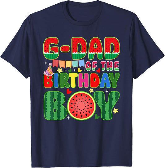 G Dad of The Birthday Boy Melon Family Matching Funny T-Shirt - T-Shirt | Navy