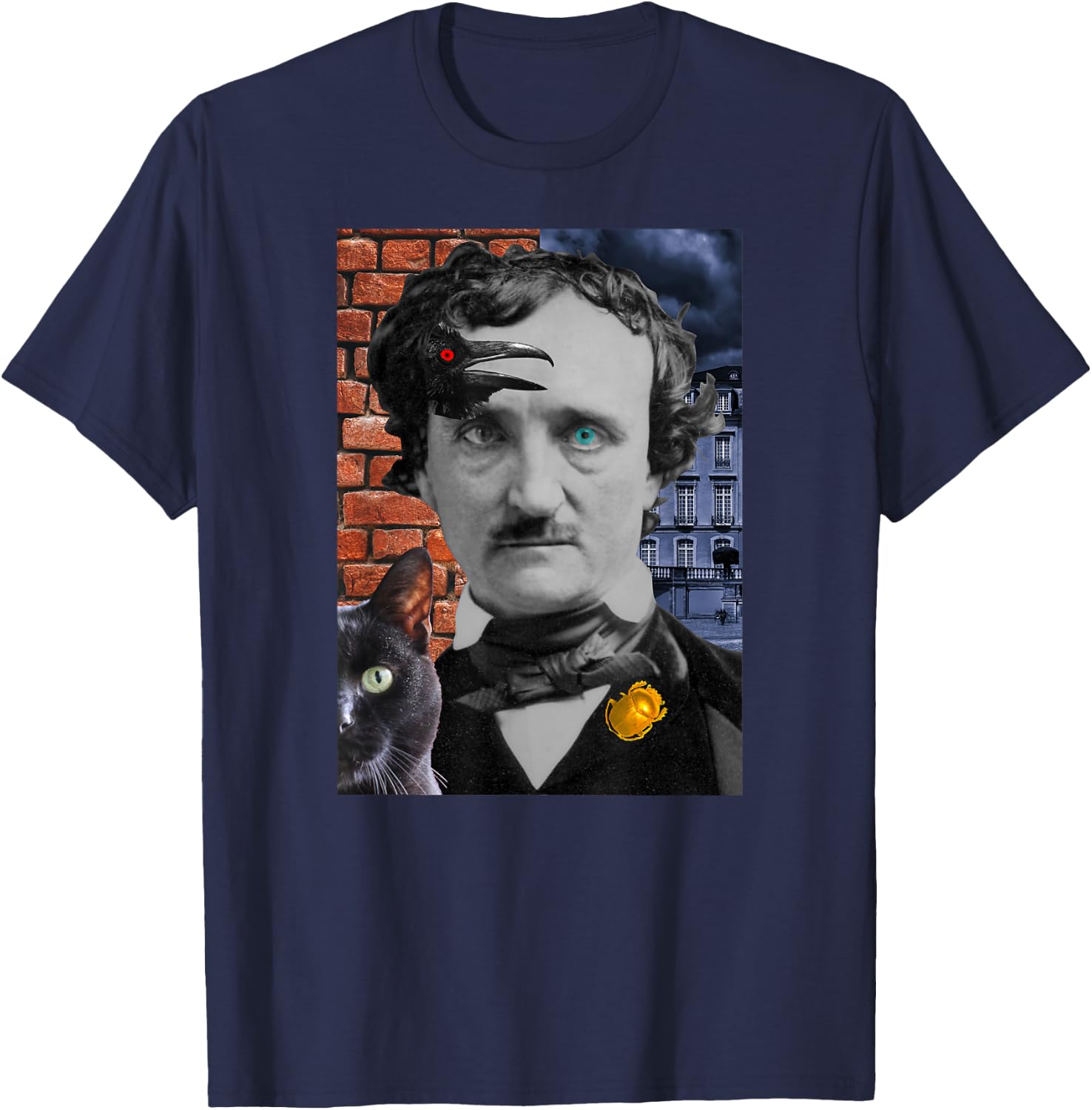 Edgar Allan Poe 6-Tales : The Raven, Gold-Bug, 4 more T-Shirt - T-Shirt | Navy