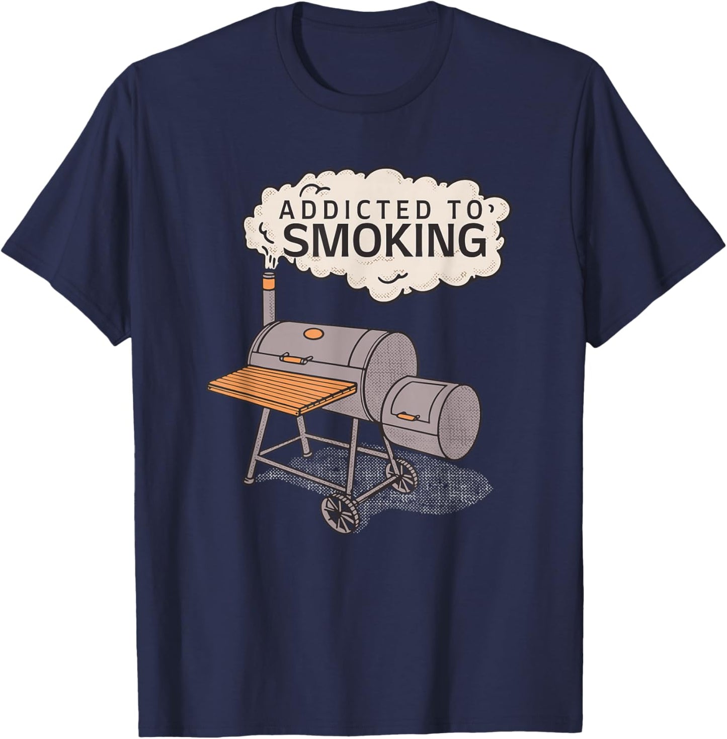 Funny Meat Smoker Meme Addicted To Smoking Pun T-Shirt - T-Shirt | Navy
