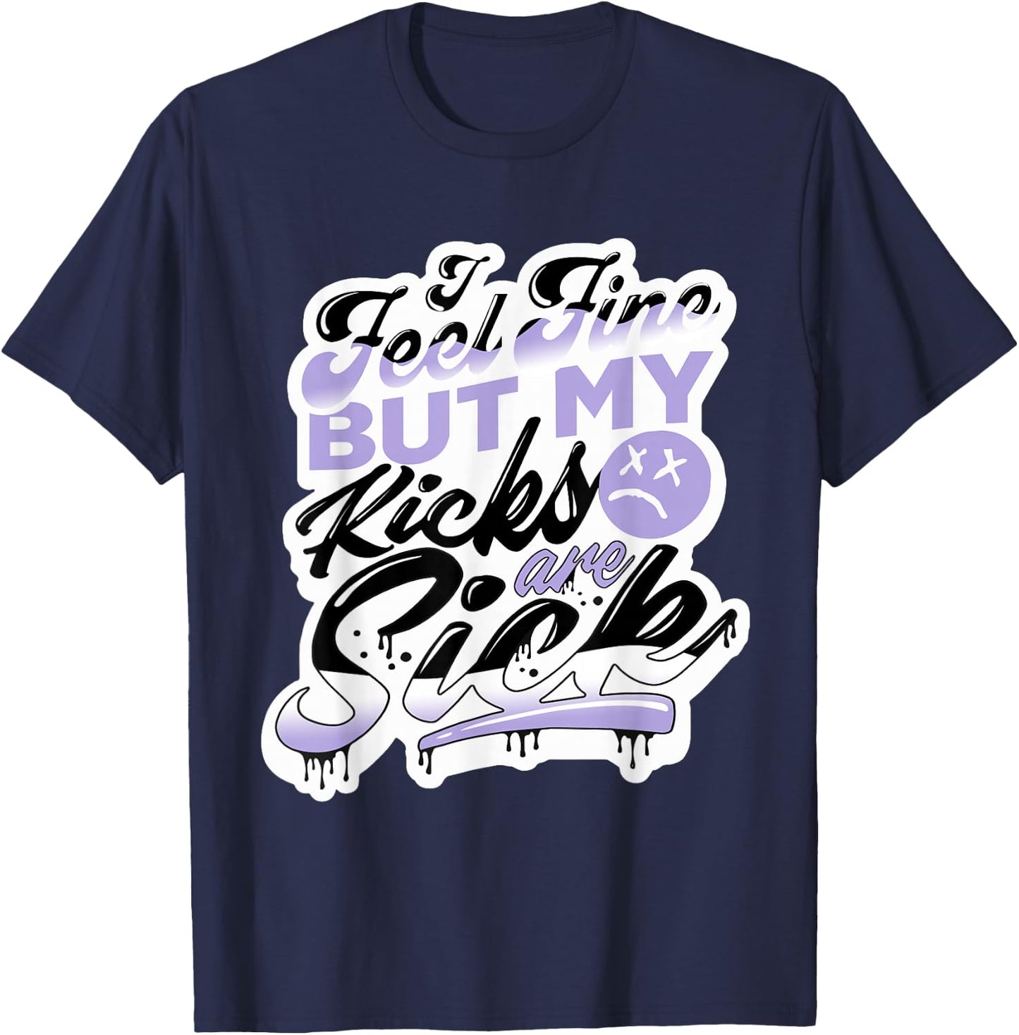 11 Low Pure Violet Feel Fine Shoes Drip Pure Violet 11s T-Shirt - T-Shirt | Navy