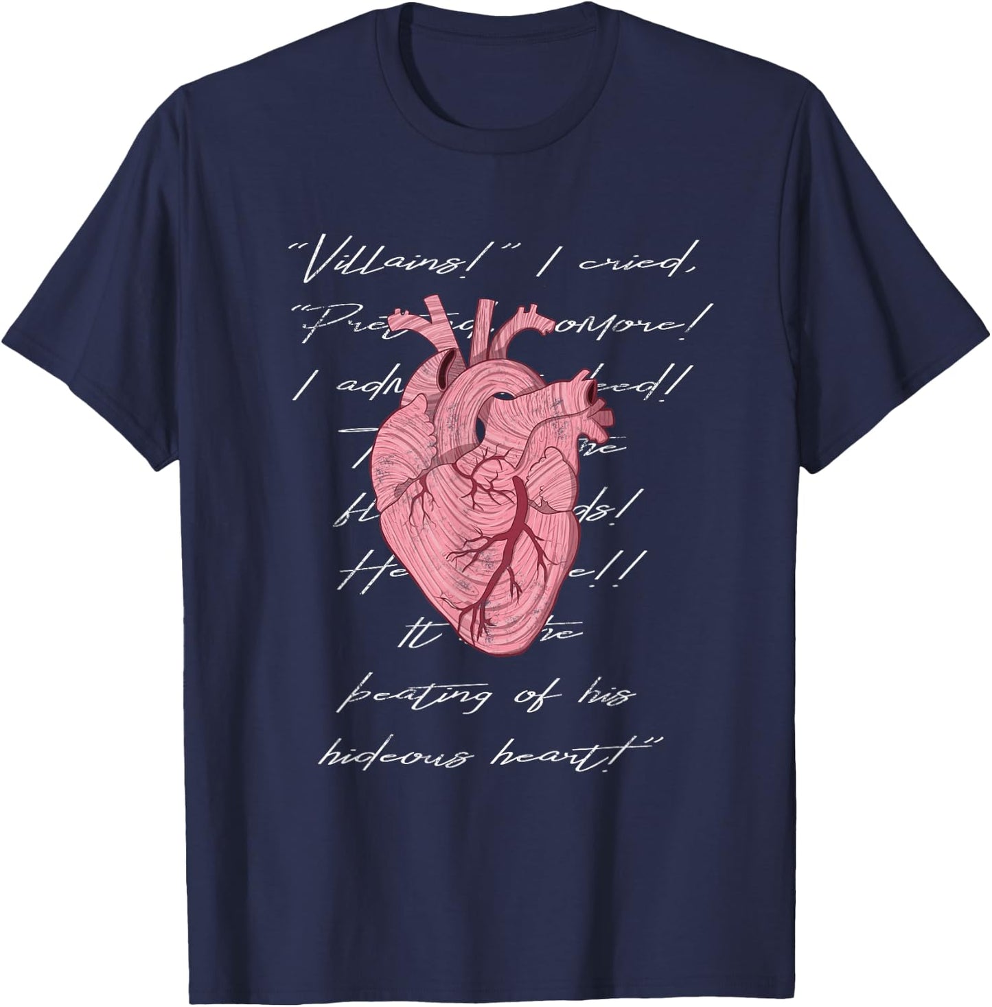 Poe The Beating Tell Tale Hideous Heart Creepy Morbid Design T-Shirt - T-Shirt | Navy