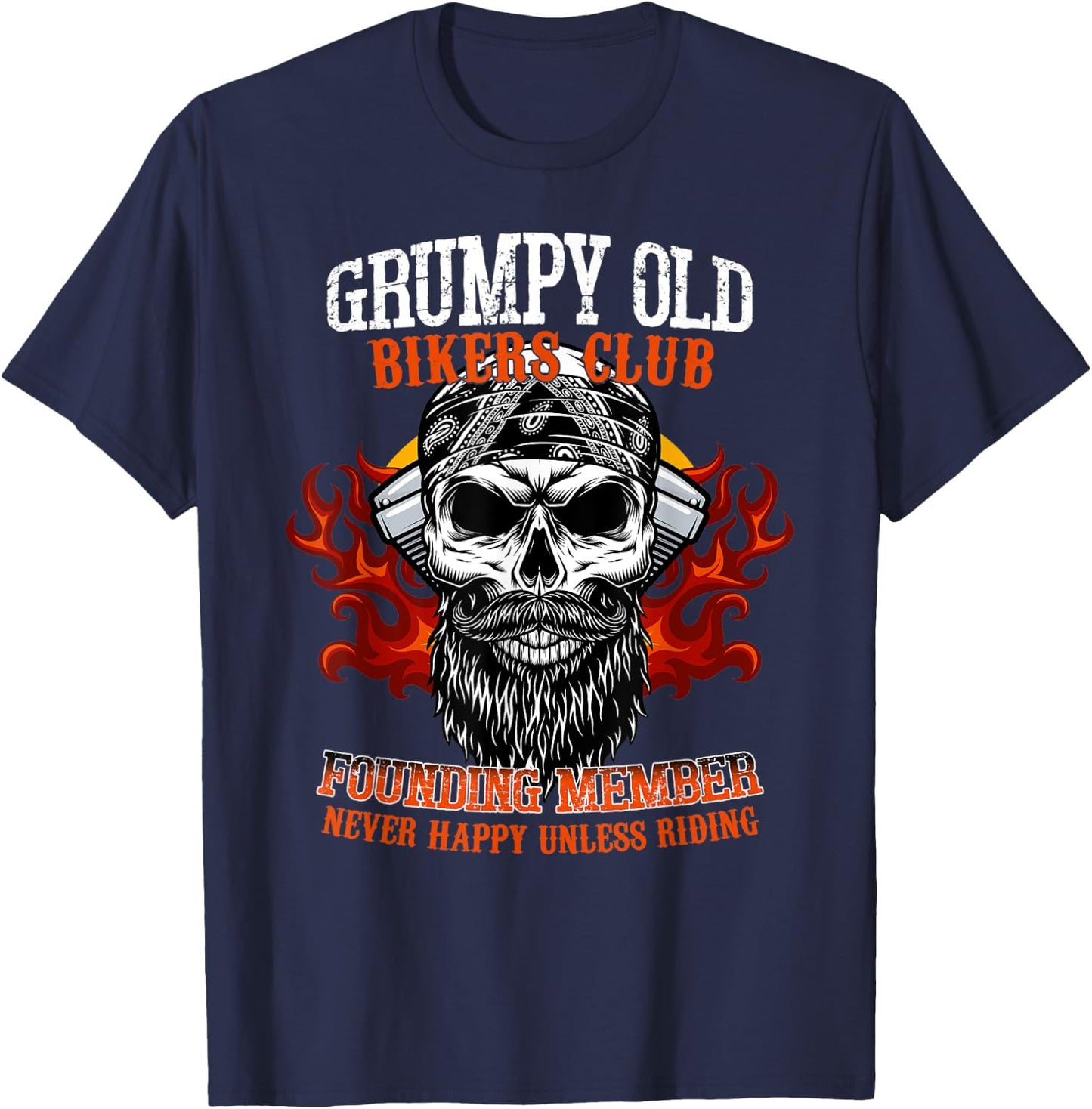 Grumpy Old Bikers Club Founding Member Motorcycle Riders T-Shirt - T-Shirt | Navy