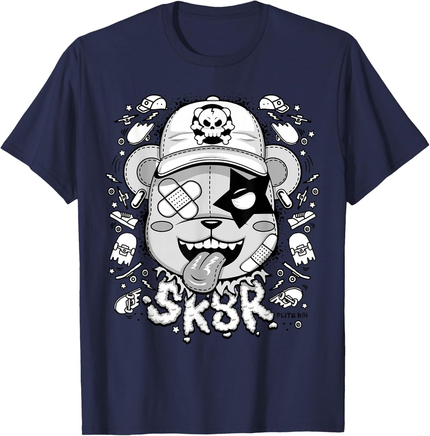Urban - Graffiti Puppy Skater Sk8r Graphic T-Shirt - T-Shirt | Navy
