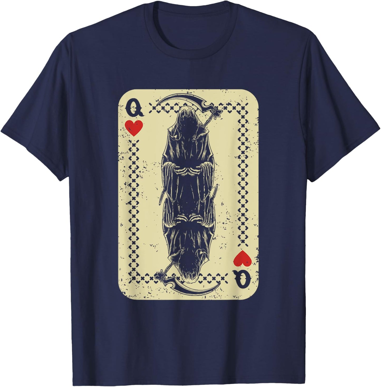Santa Muerte Calavera Mexico Skeleton Poker Card Death Queen T-Shirt - T-Shirt | Navy