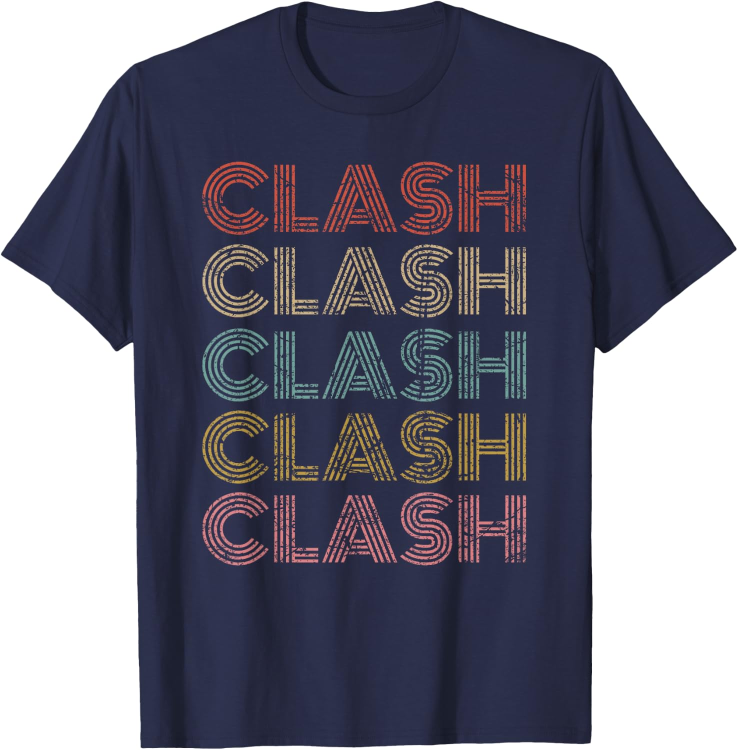 Clash Vintage Retro Text Apparel 70s 80s Gaming Gift T-Shirt - T-Shirt | Navy