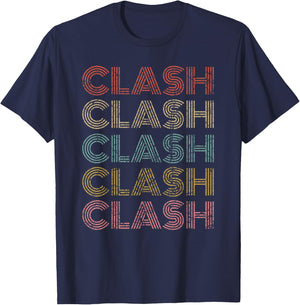 Clash Vintage Retro Text Apparel 70s 80s Gaming Gift T-Shirt - T-Shirt | Navy
