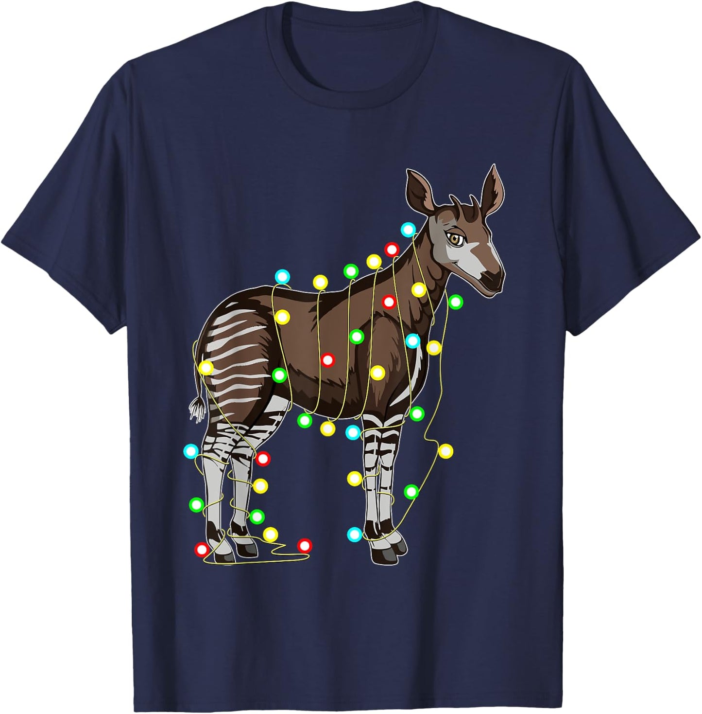 Funny Christmas Okapi Lover by Funny Christmas Okapi Gifts Tizy Apparel - -Adults and Kids - Black - Short Sleeve - Size Small T-Shirt - T-Shirt | Navy