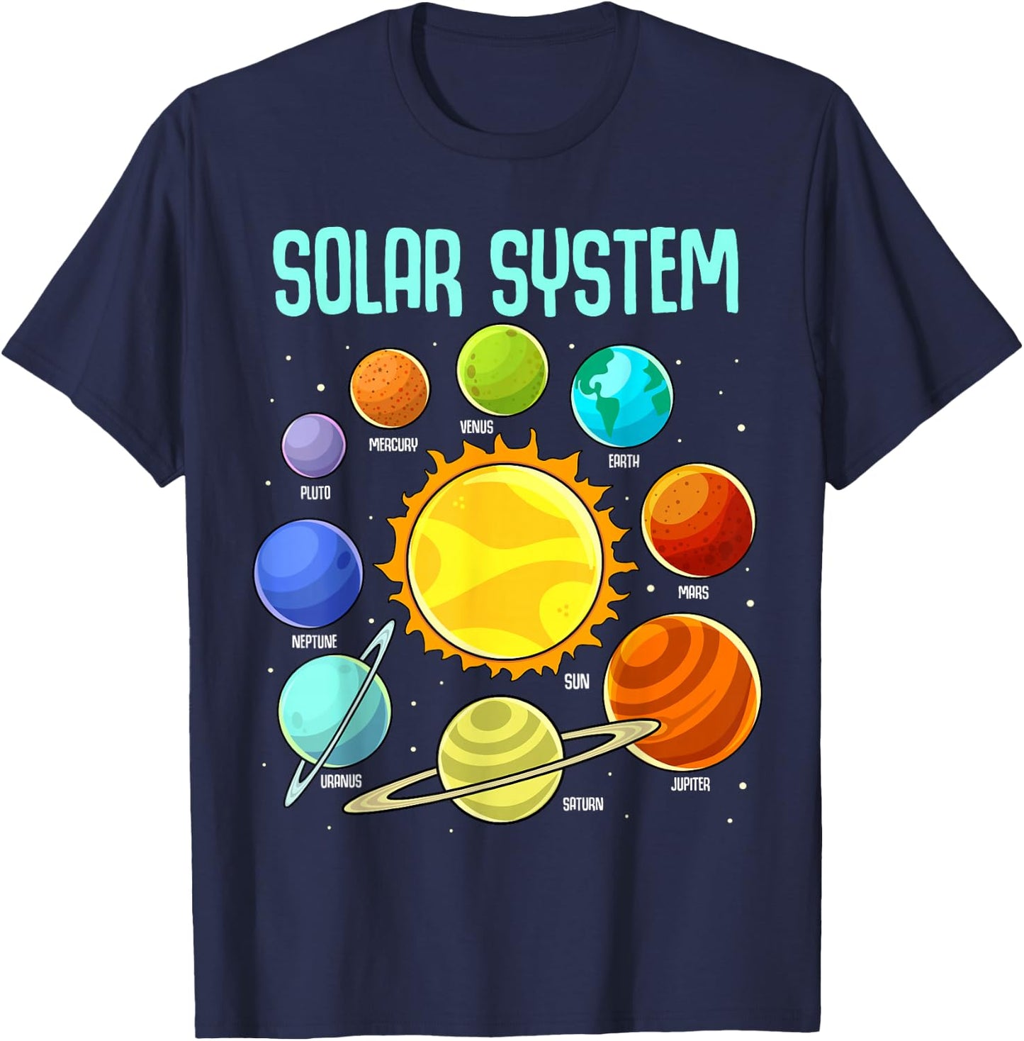 Solar Systems Planets Science Space Boys Girls STEM Colorful T-Shirt - T-Shirt | Navy