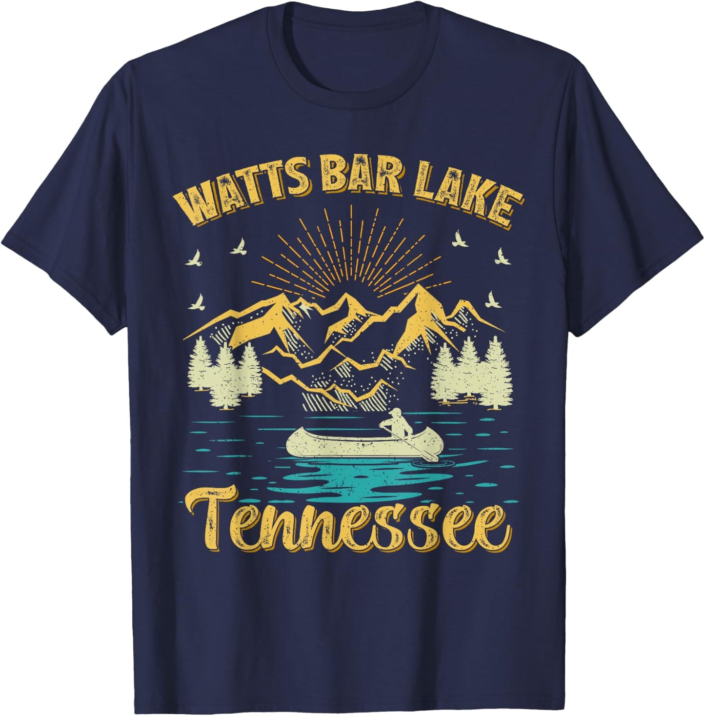 Summer Vacation Retro Mountain Tennessee Watts Bar Lake Women Kids T-Shirt - T-Shirt | Navy