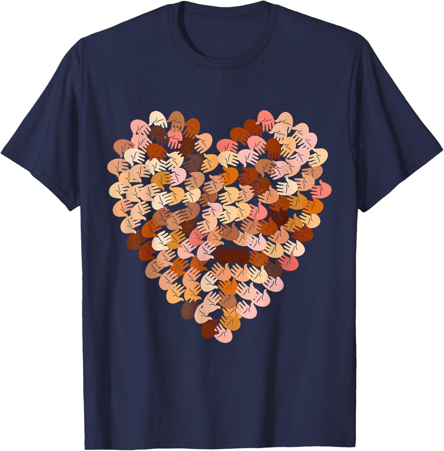 Melanin Hands Heart Valentines Day Black History Month T-Shirt - T-Shirt | Navy