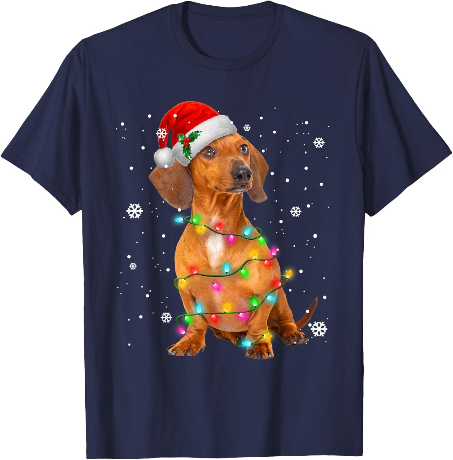 Dachshund Dogs Tree Christmas Sweater Xmas Gifts for Pet Dog T-Shirt - T-Shirt | Navy