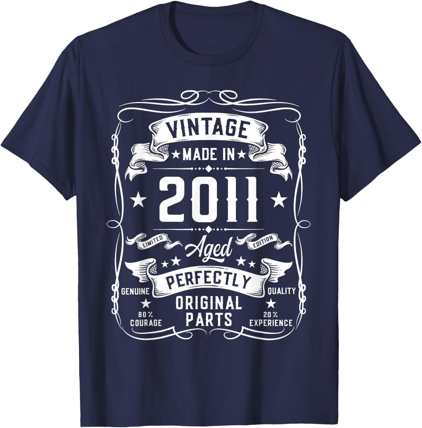 Vintage 2011 14 Years Old Gifts for Boys 14yr 14th Birthday T-Shirt - T-Shirt | Navy