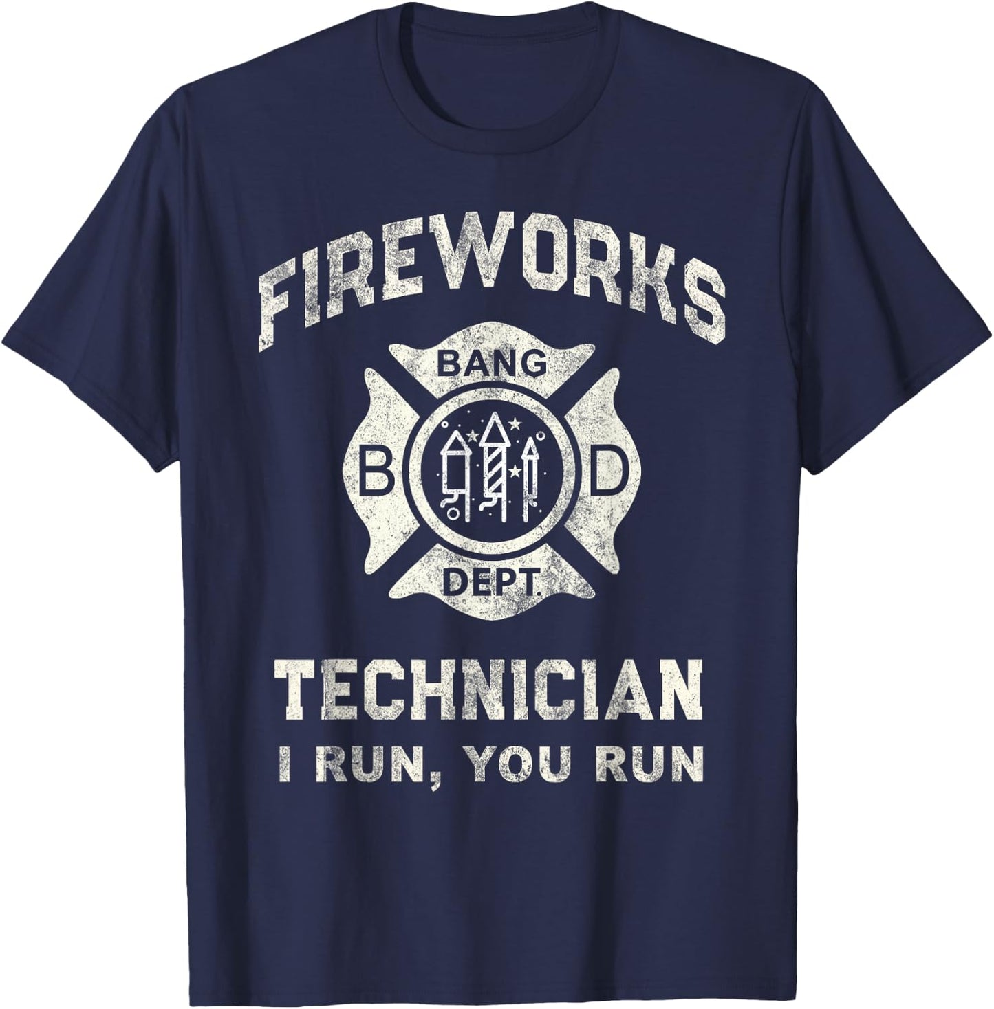 Funny FIREWORKS TECHNICIAN Fire Fighter Boom Squad Just Here T-Shirt - T-Shirt | Navy