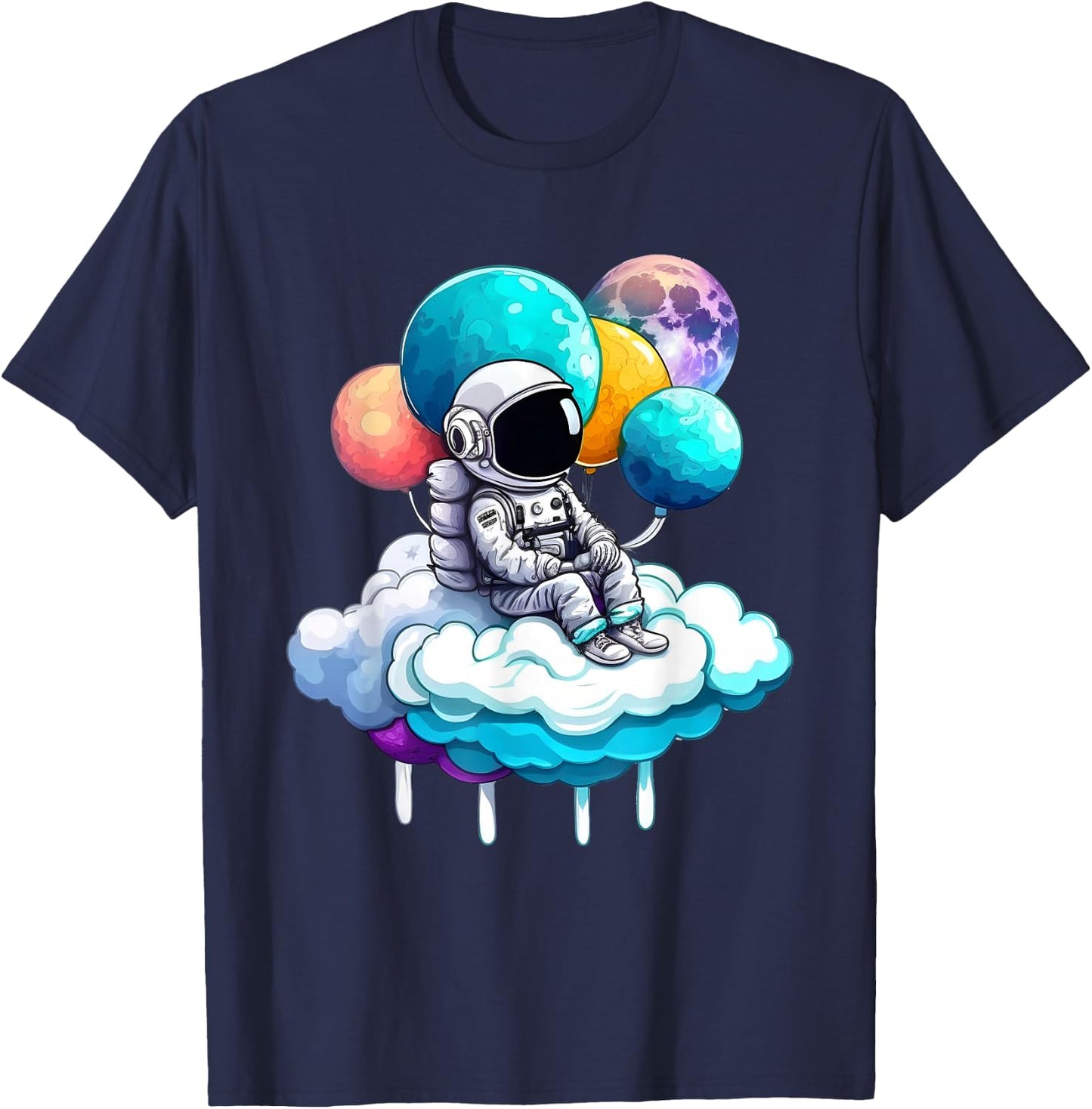 Cute Little Solar Sytsem Galaxy Cosmonaut Spaceman Astronaut T-Shirt - T-Shirt | Navy