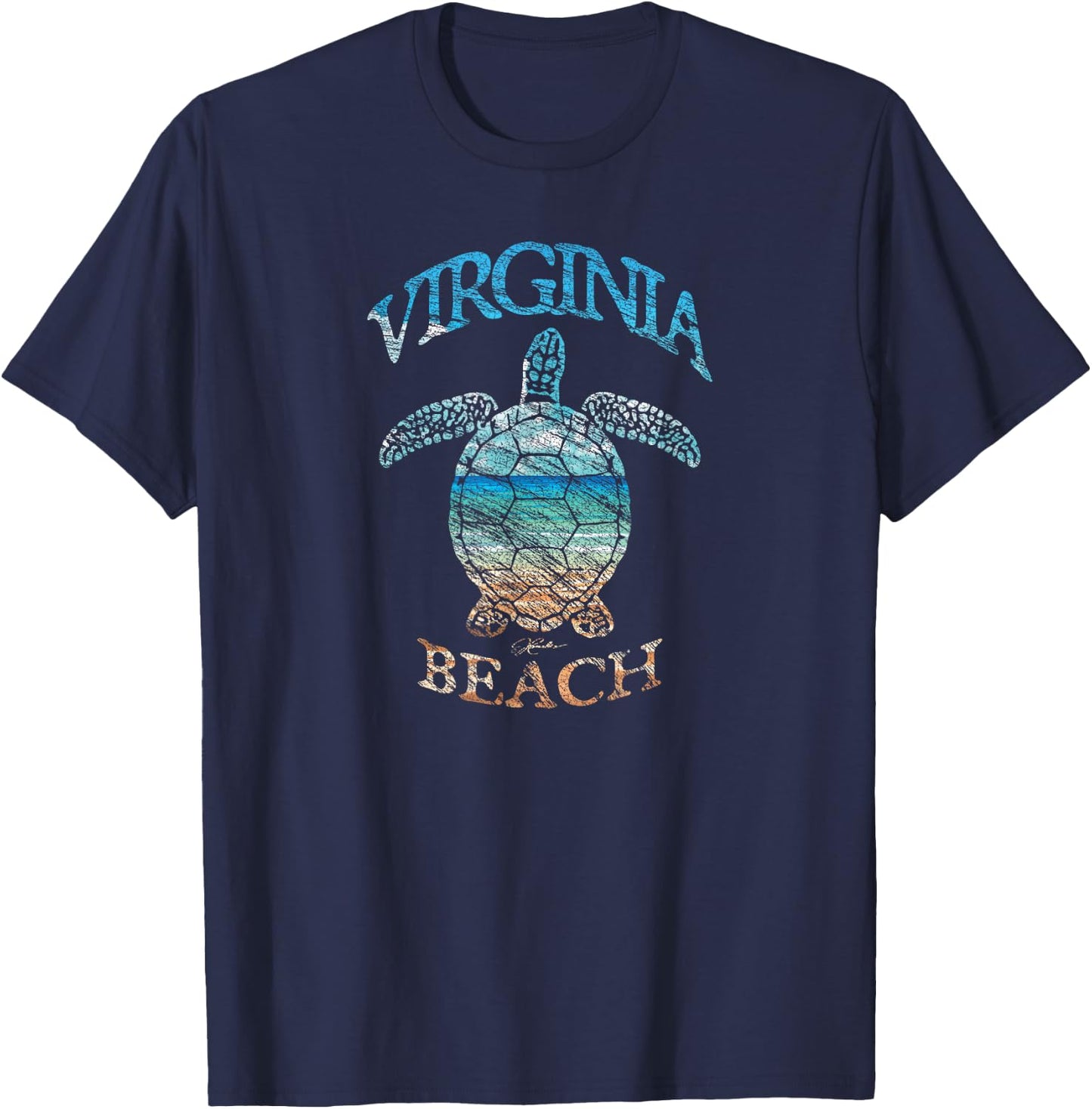 JCombs: Virginia Beach, VA, Beach in the Sea Turtle T-Shirt - T-Shirt | Navy