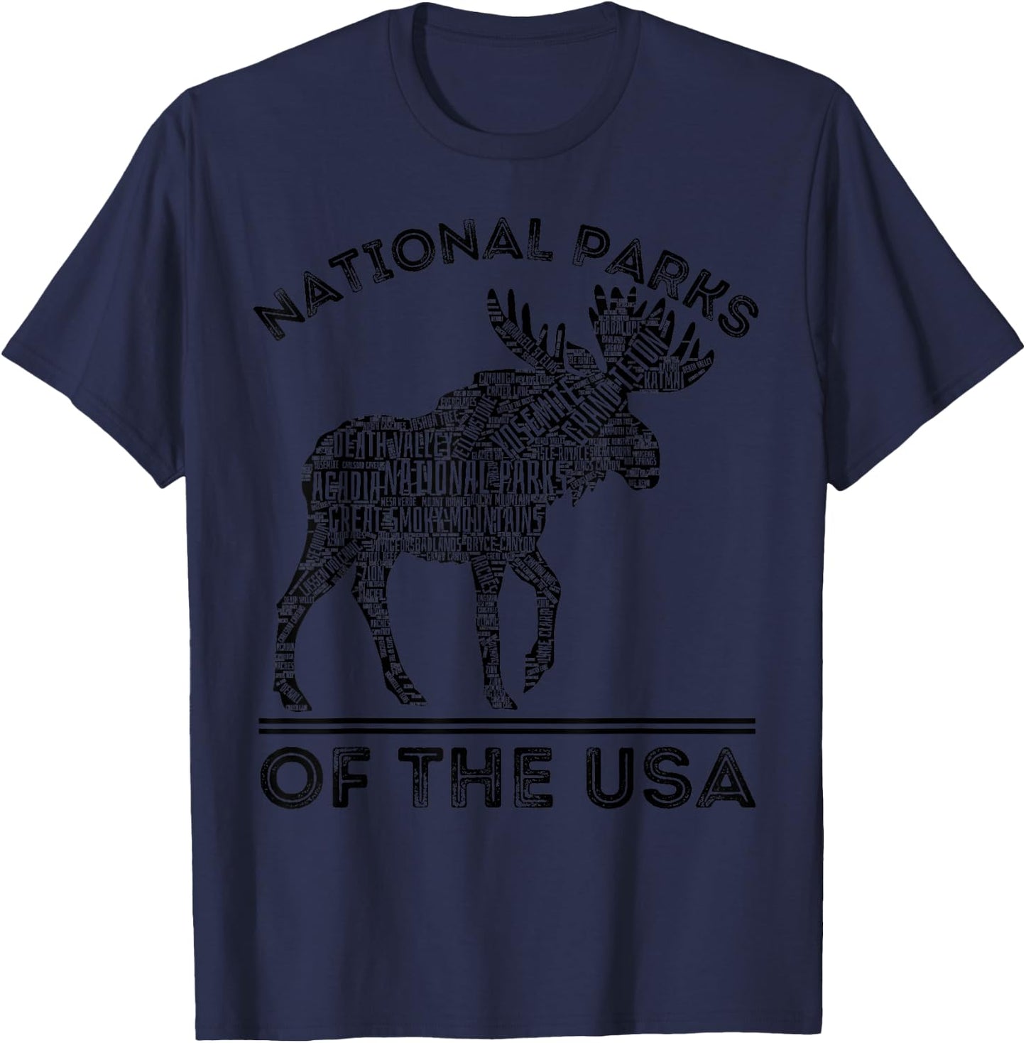 National Parks Moose Hiking Travel Camping Outdoors USA T-Shirt - T-Shirt | Navy