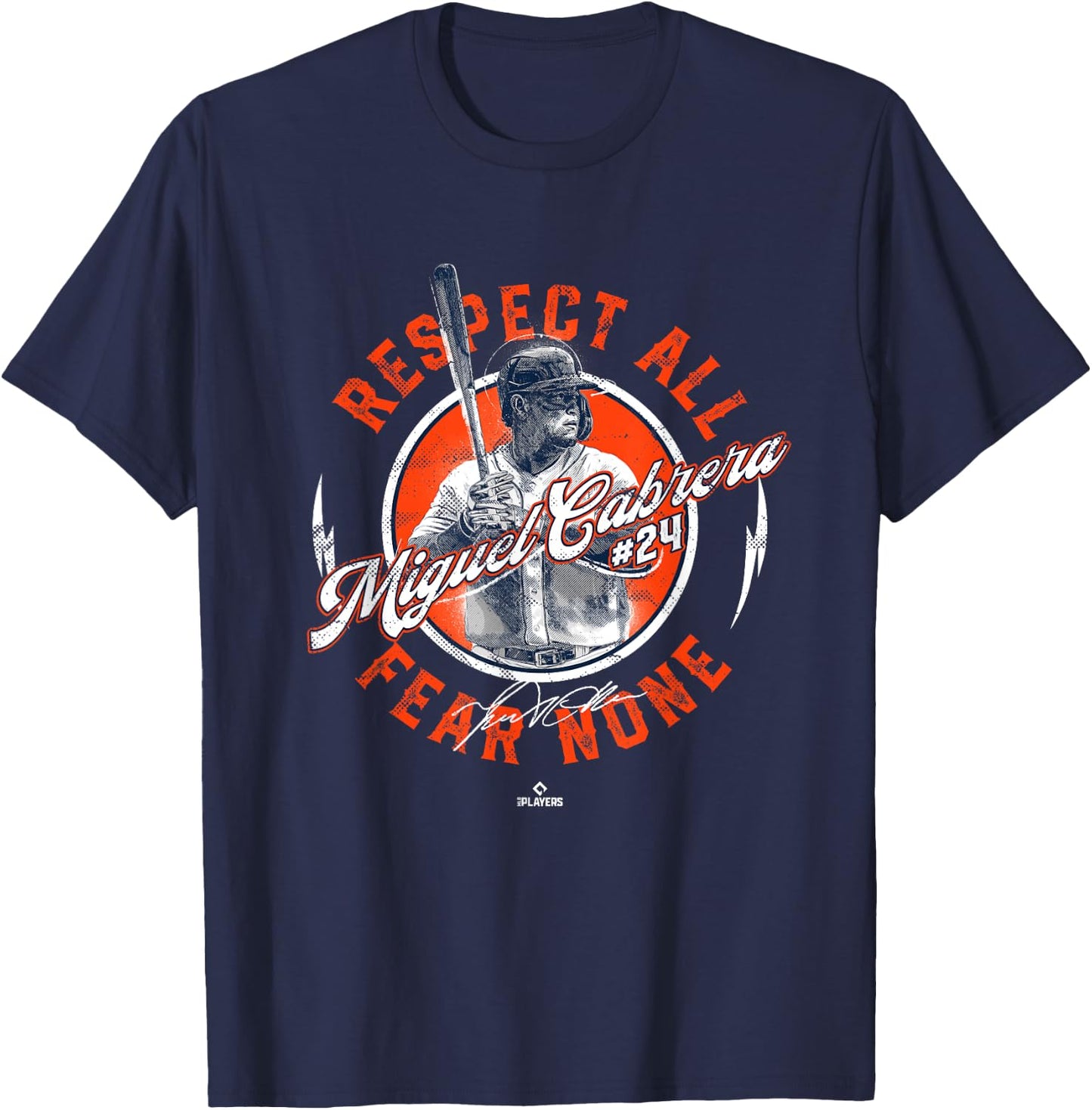 Respect All Fear None Miguel Cabrera Detroit MLBPA T-Shirt - T-Shirt | Navy