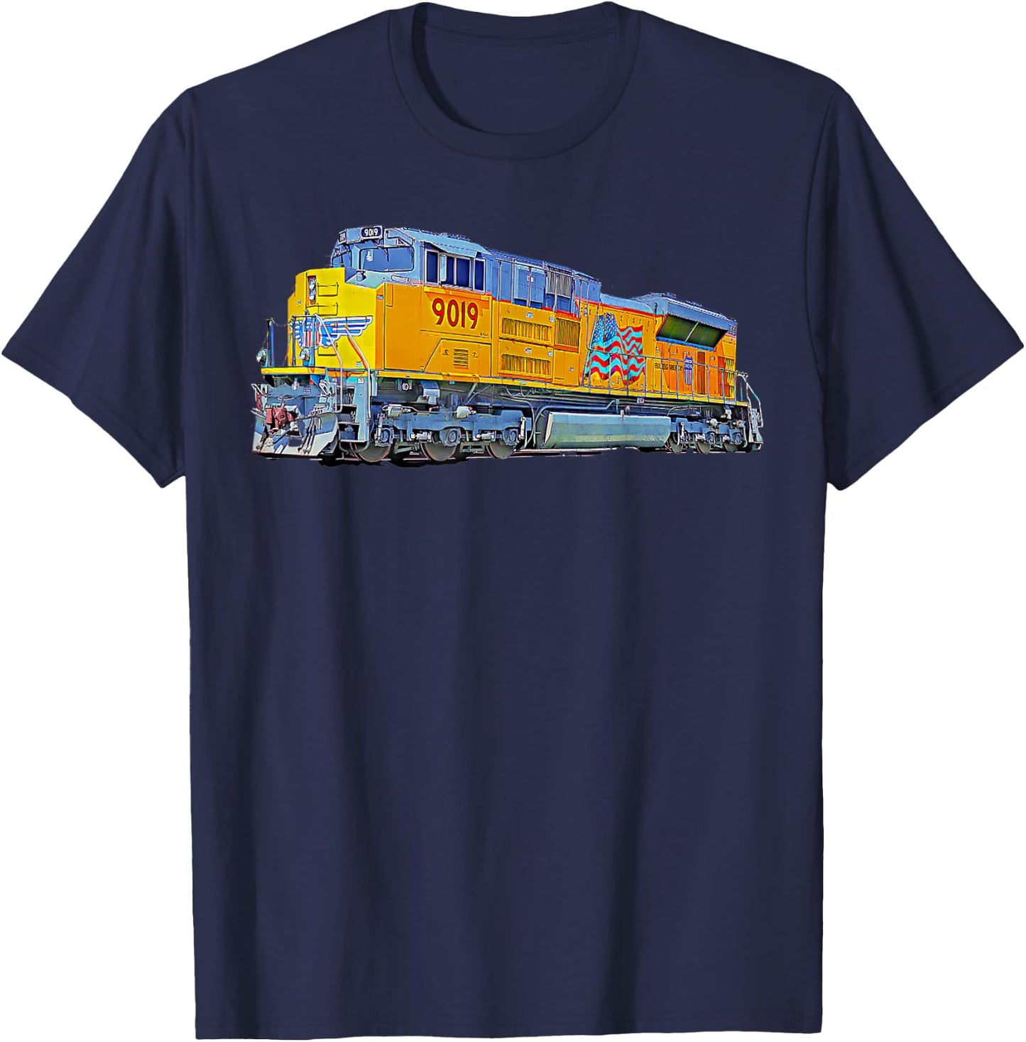 Freight Train Union Pacific Engine T-Shirt - T-Shirt | Navy