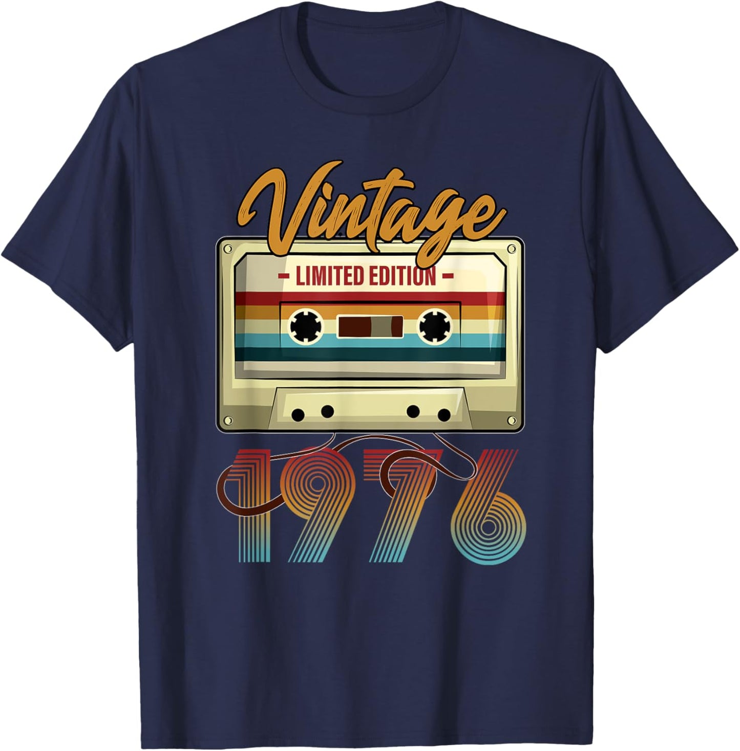 Vintage 1976 49th Birthday Cassette Tape Women B-Day T-Shirt - T-Shirt | Navy