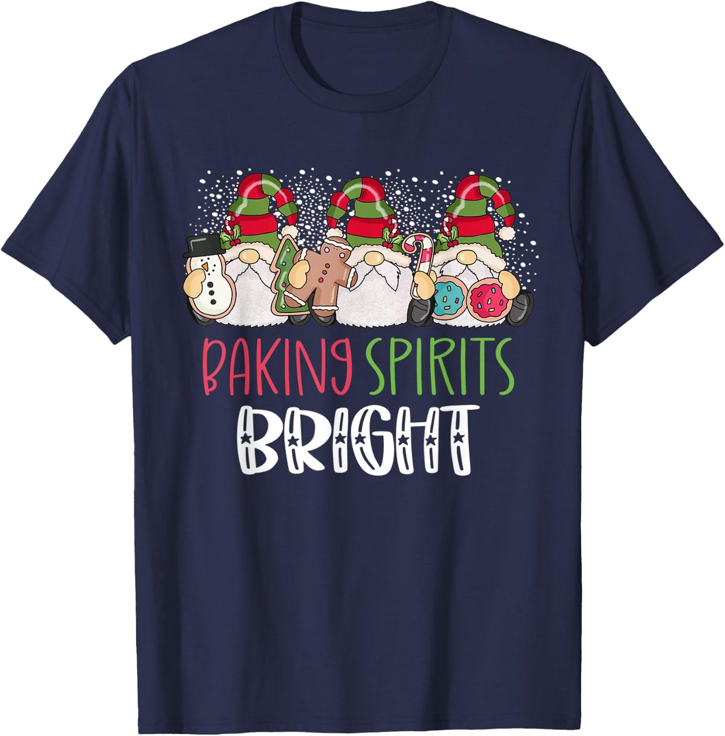 Christmas Baking Shirt Baking With My Gnomies Cute Gnomes T-Shirt - T-Shirt | Navy