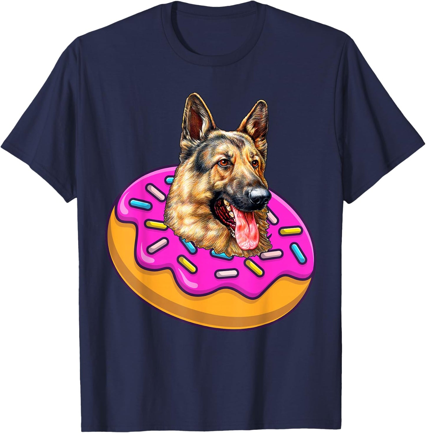 Funny German Shepherd Dog Donut Doughnut Lovers Bakers Kids T-Shirt - T-Shirt | Navy