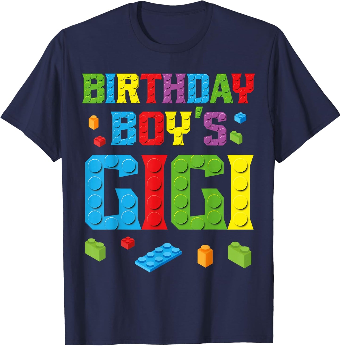 Master Builder Birthday Boy's Gigi Building Bricks Blocks T-Shirt - T-Shirt | Navy