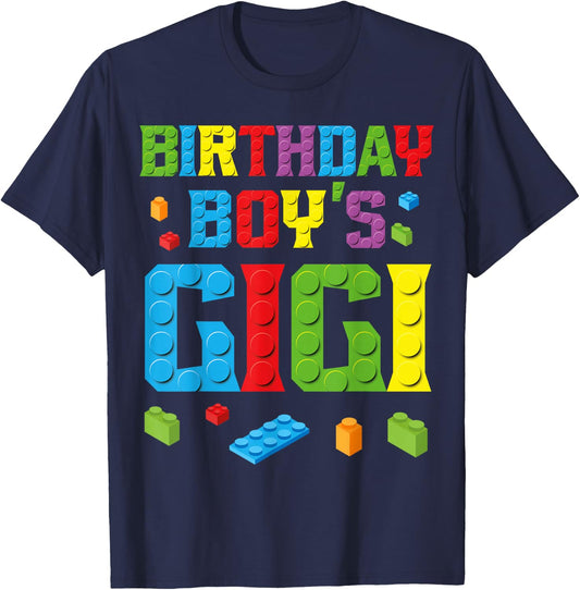 Master Builder Birthday Boy's Gigi Building Bricks Blocks T-Shirt - T-Shirt | Navy