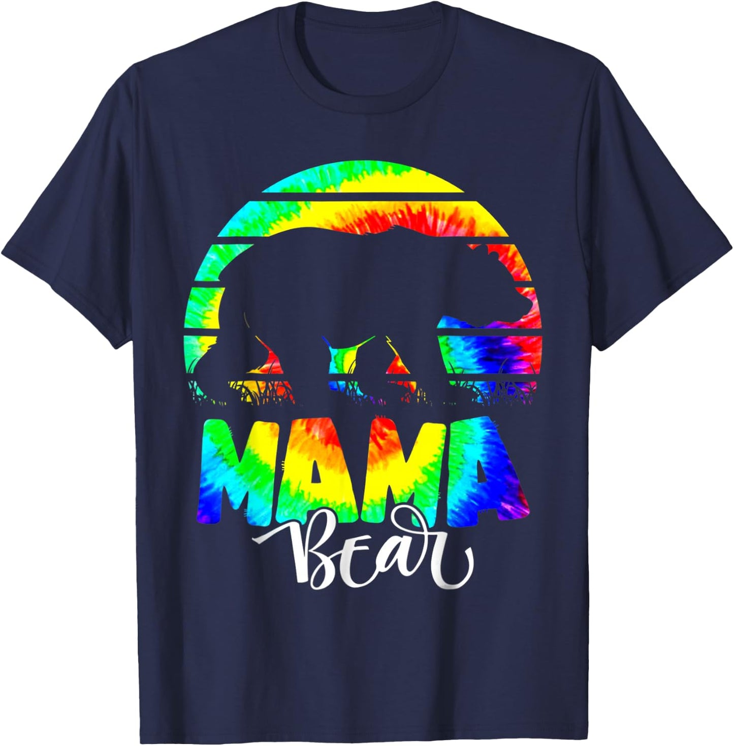 Mama Bear Tie-Dye Mother Mom Mommy Mother's Day T-Shirt - T-Shirt | Navy