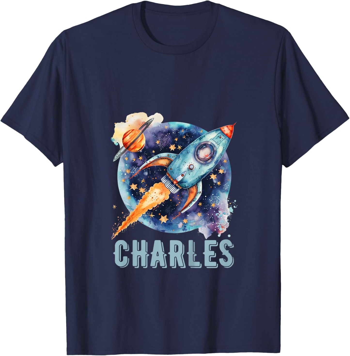 Kids CHARLES Name Baby Boy Nursery Room Theme Decor Gifts T-Shirt - T-Shirt | Navy