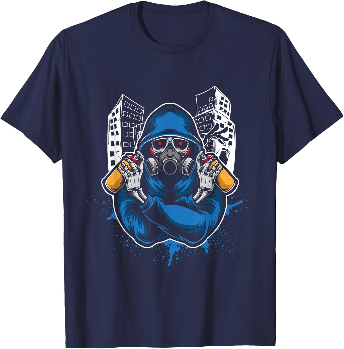 Graffiti Skeleton Spray Can Spray Spray Spray Gift T-Shirt - T-Shirt | Navy