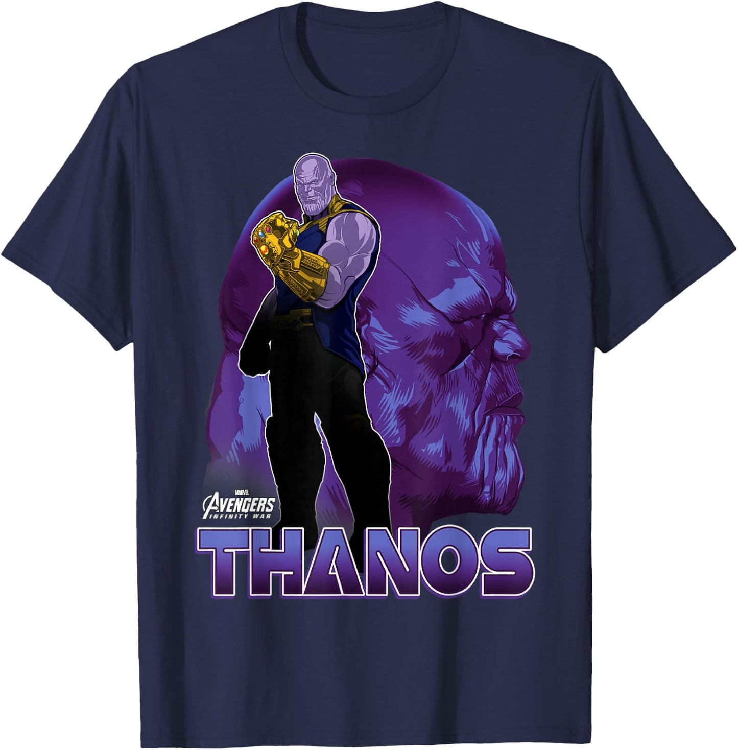 Marvel Infinity War Thanos Big Head Profile Graphic T-Shirt - T-Shirt | Navy