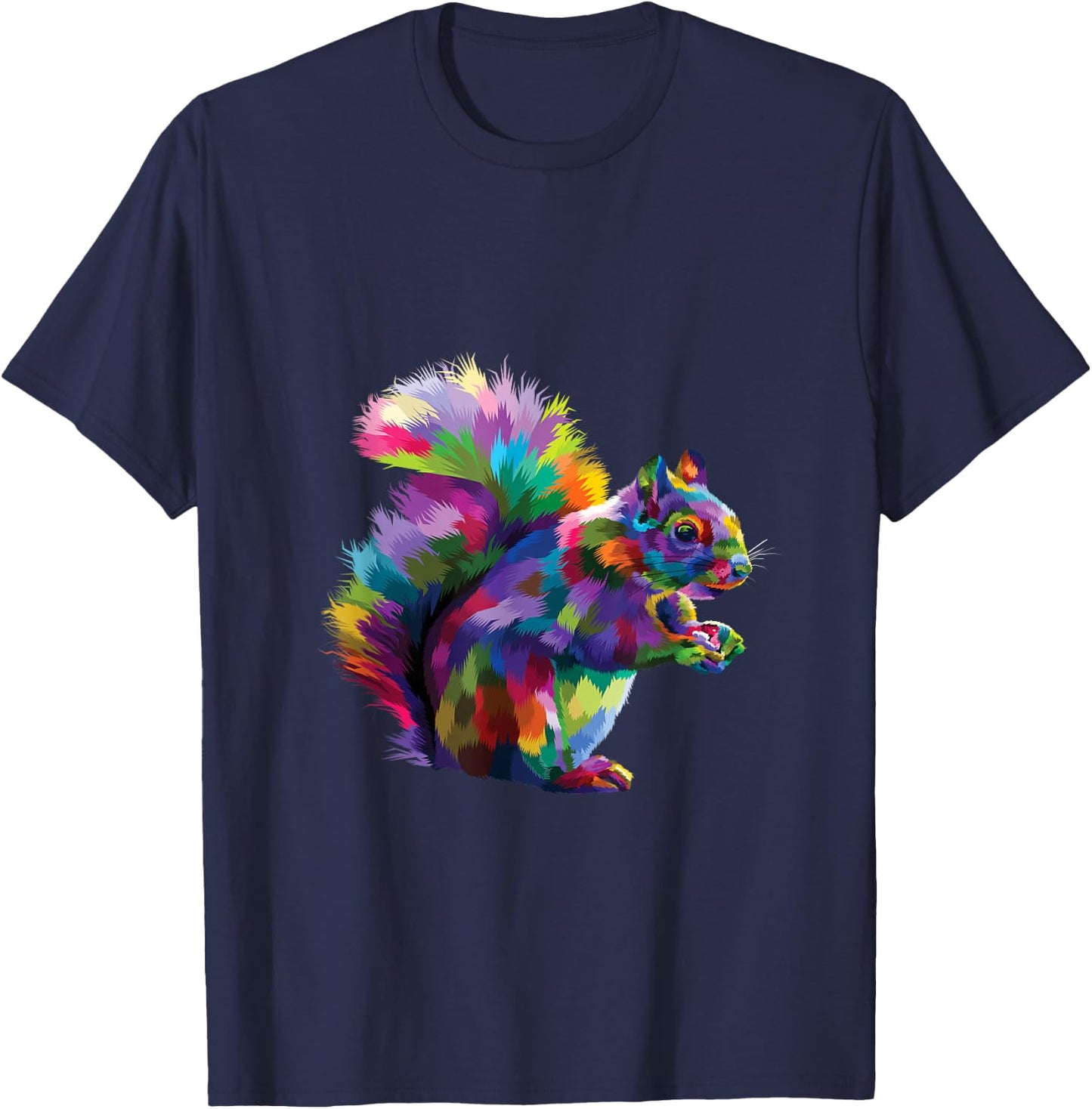 Cute Rainbow Squirrel Vibrant Forest Squirrel Tribute T-Shirt - T-Shirt | Navy
