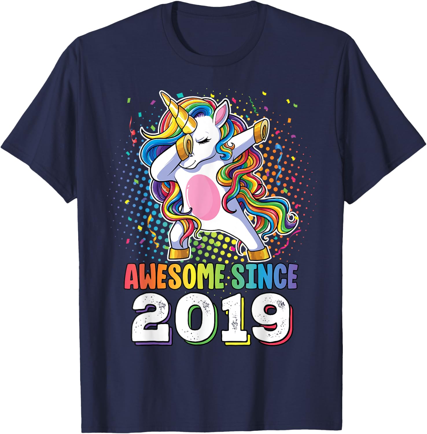 Awesome Since 2019 Shirt Girls 4 Years Old Birthday T-Shirt - T-Shirt | Navy