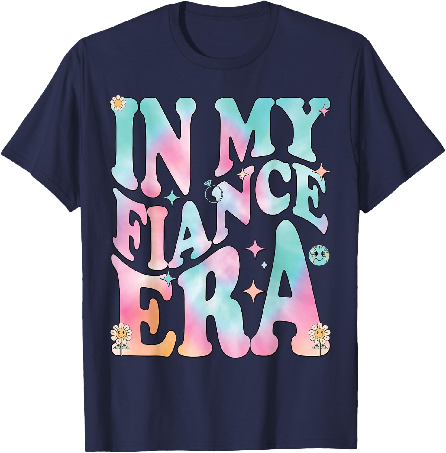 In My Fiance Era Groovy Retro, In My Fiance Era T-Shirt - T-Shirt | Navy