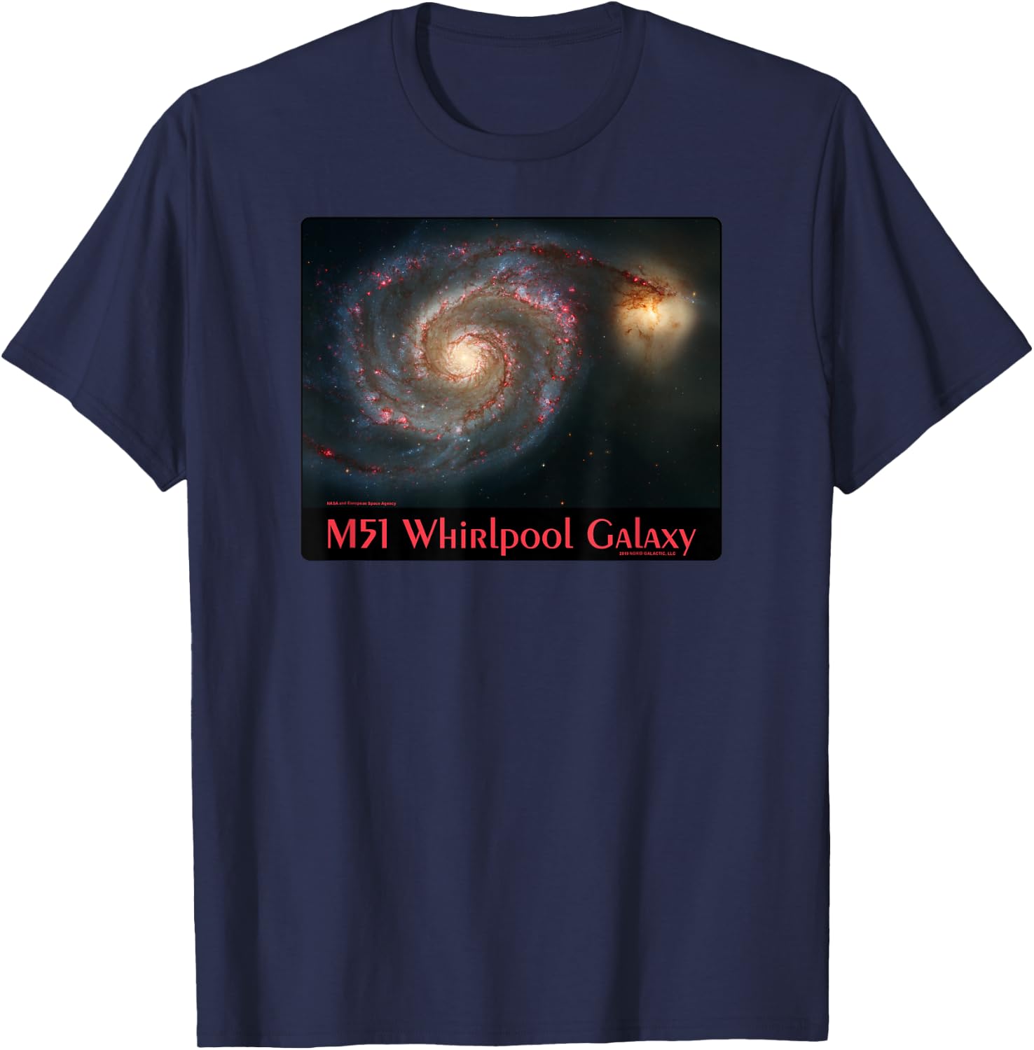 M51 Whirlpool Galaxy Messier Object 51 Space Astronomy T-Shirt - T-Shirt | Navy