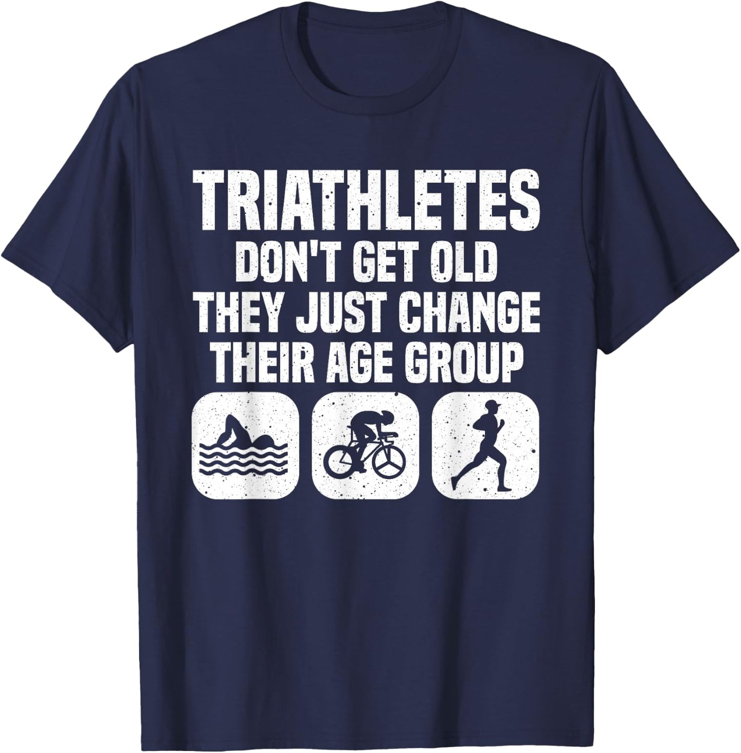 Funny Triathlon Design Men Women Triathletes Swim Bike Run T-Shirt - T-Shirt | Navy