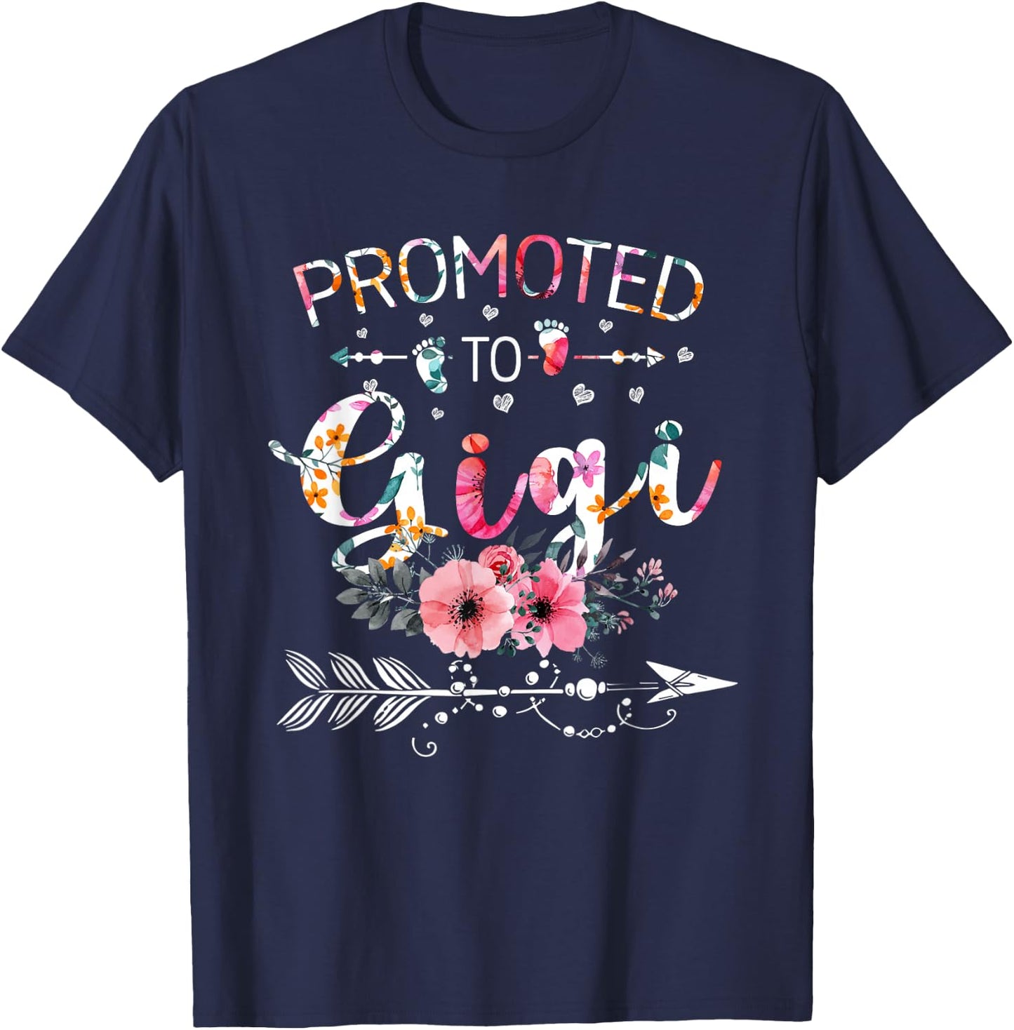 Promoted To Gigi Announcement Funny New Gigi Mothers Day T-Shirt - T-Shirt | Navy