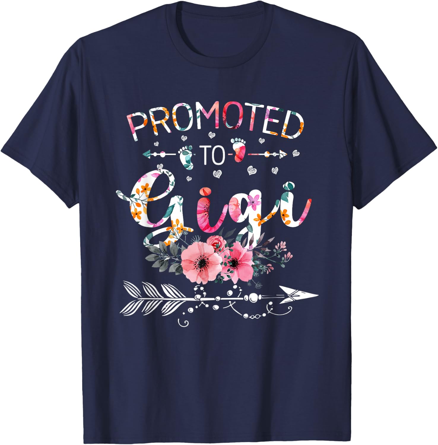 Promoted To Gigi Announcement Funny New Gigi Mothers Day T-Shirt - T-Shirt | Navy