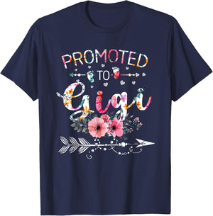 Promoted To Gigi Announcement Funny New Gigi Mothers Day T-Shirt - T-Shirt | Navy