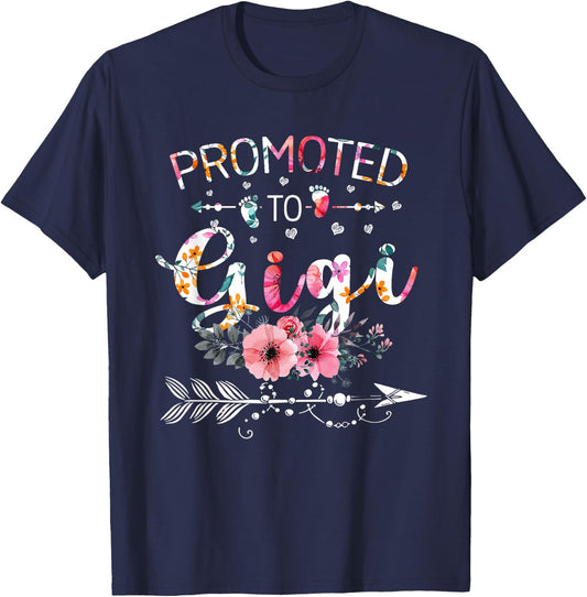 Promoted To Gigi Announcement Funny New Gigi Mothers Day T-Shirt - T-Shirt | Navy