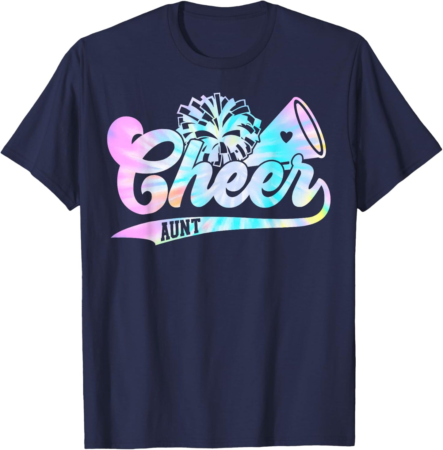 Tie Dye Cheer Aunt Cheerleading for Cheerleader Squad BFF T-Shirt - T-Shirt | Navy